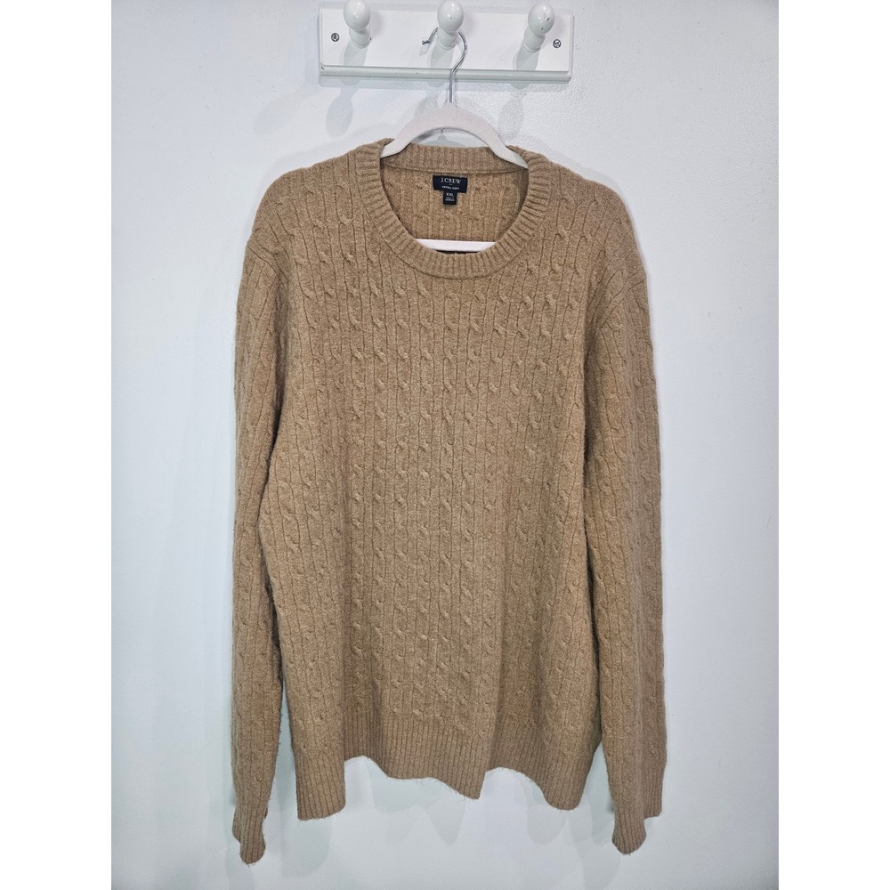 J Crew Extra Soft Cable Knit Sweater Camel Tan Crew Neck XXL Womens